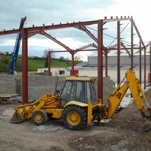 Steel frame erection and walls fly up as part of the Phase 2 extension in 2007